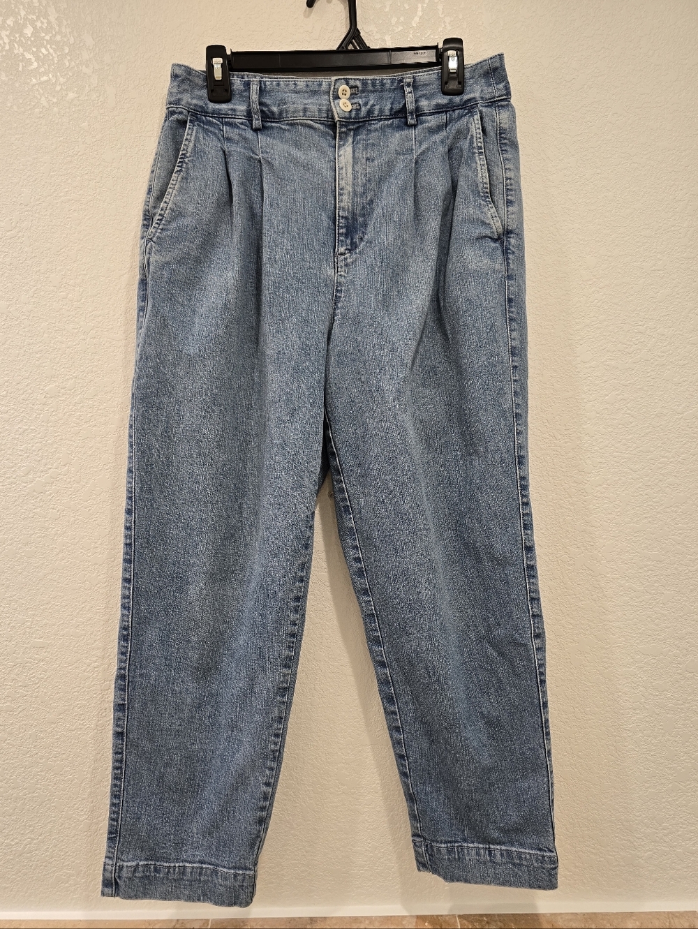 Madewell Pleated Taper Wide-Leg Jeans Nichols Wash 6 - Picture 4 of 12